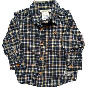 Toughskins Kids Plaid Shirt - Blue and Yellow